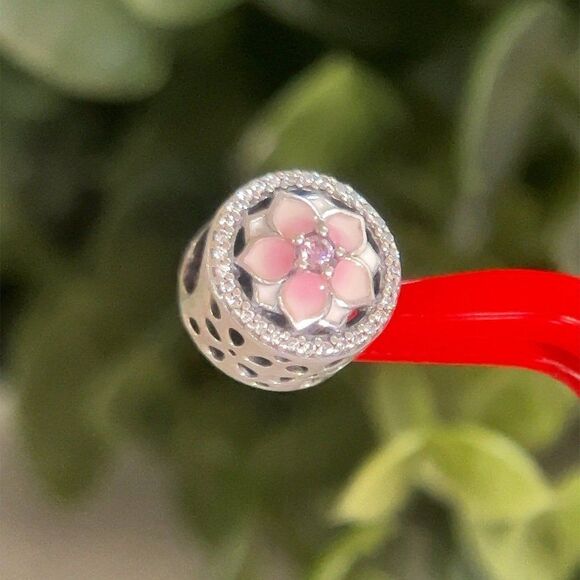 Pandora CZ Pale Cerise Magnolia Bloom Charm - Picture 3 of 5